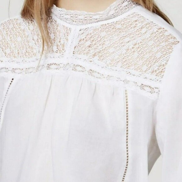 LOFT Tops - Retro Edwardian Cotton Lace Mock Neck Blouse